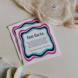 Retro Wavy Frame Couple Fun Facts Wedding Napkins