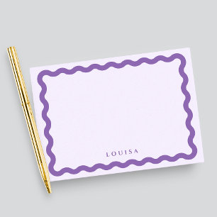 Retro Wavy Frame Purple & Lilac Personalized Note Card