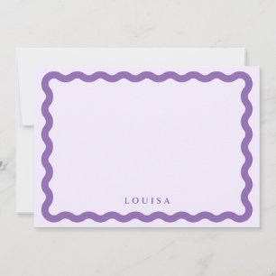 Retro Wavy Frame Purple & Lilac Personalized Note Card