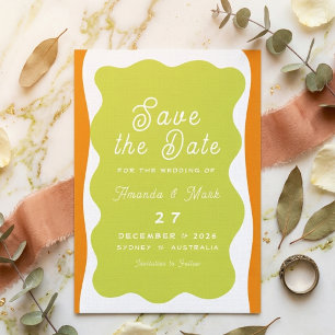 Retro Wavy Frame Whimsical Simple Classic Wedding Invitation