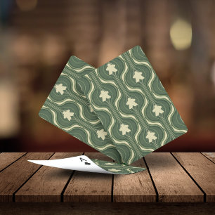 Retro Wavy Green Meeple Board Game Poker Cards