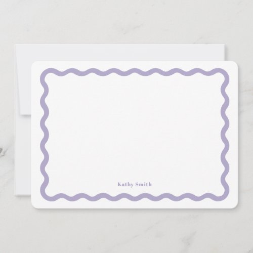 Retro Wavy Lavender Modern Personalized Stationery Note Card