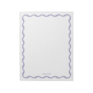 Retro Wavy Lavender Modern Personalized Stationery Notepad