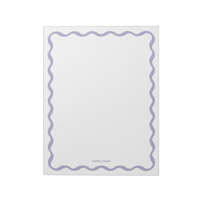Retro Wavy Lavender Modern Personalized Stationery Notepad (Rotated)