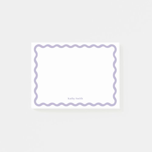 Retro Wavy Lavender Modern Personalized Stationery Post_it Notes