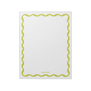 Retro Wavy Lime Modern Personalized Stationery Notepad