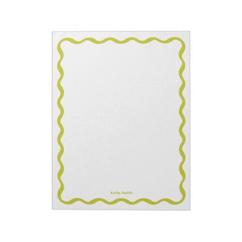 Retro Wavy Lime Modern Personalized Stationery Notepad