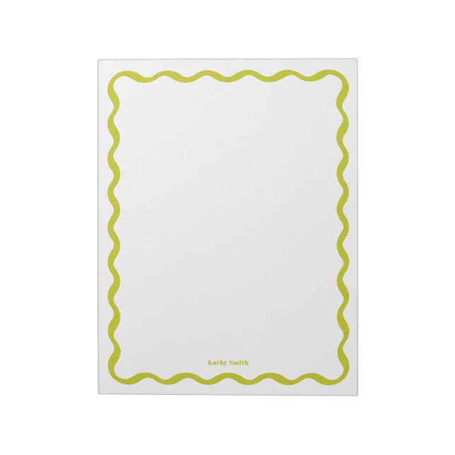 Retro Wavy Lime Modern Personalized Stationery Notepad (Rotated)