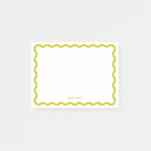 Retro Wavy Lime Modern Personalized Stationery Post-it Notes