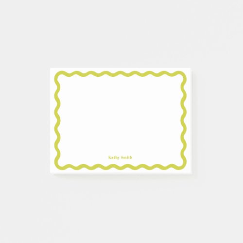 Retro Wavy Lime Modern Personalized Stationery Post_it Notes