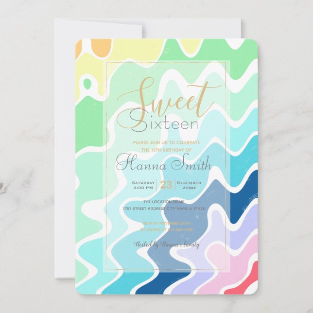 Retro Wavy Lines Pastel Rainbow Colors Pattern (Front)