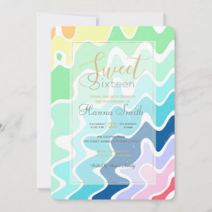 Retro Wavy Lines Pastel Rainbow Colors Pattern