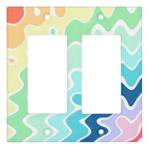 Retro Wavy Lines Pastel Rainbow Colors Pattern Light Switch Cover