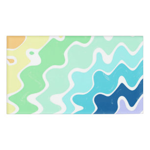 Retro Wavy Lines Pastel Rainbow Colors Pattern Name Tag