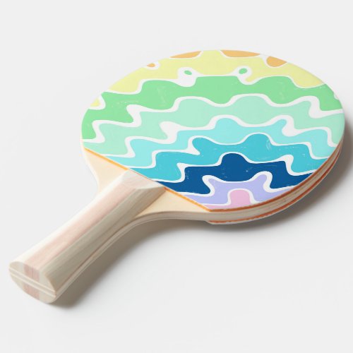 Retro Wavy Lines Pastel Rainbow Colors Pattern Ping Pong Paddle