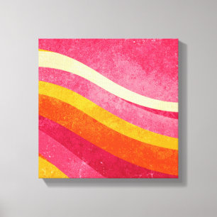 Retro Wavy Lines – Vintage Color Background Canvas Print