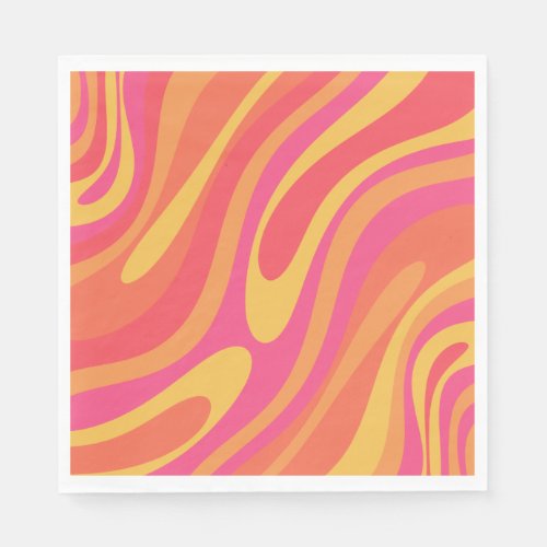Retro Wavy Loops Trippy Colorful Abstract Pattern Napkins