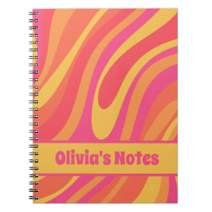 Retro Wavy Loops Trippy Colorful Abstract Pattern Notebook