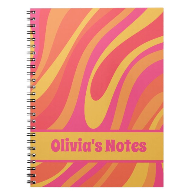 Retro Wavy Loops Trippy Colorful Abstract Pattern Notebook (Front)