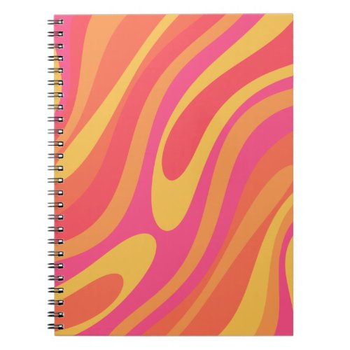 Retro Wavy Loops Trippy Colorful Abstract Pattern Notebook