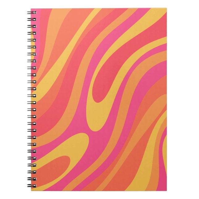 Retro Wavy Loops Trippy Colorful Abstract Pattern Notebook (Front)
