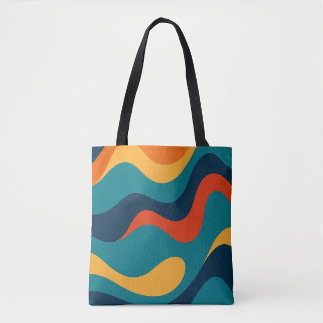 Retro Wavy Pattern Modern Abstract  Tote Bag (Front)