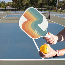 Retro Wavy Personalized Name Pickleball Paddle