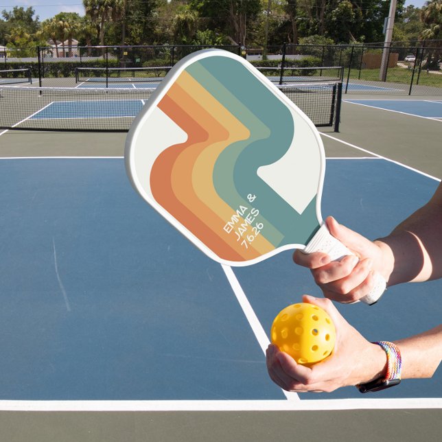 Retro Wavy Personalized Name Pickleball Paddle (Creator Uploaded)