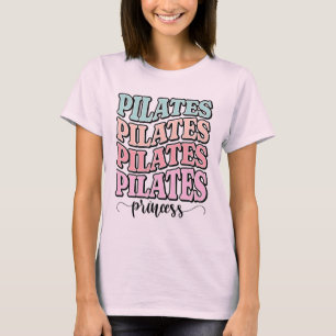 Retro Wavy Pilates Stacked Typography Pastel Aesth T-Shirt