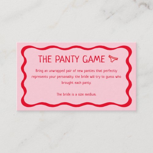 Retro Wavy Pink and Red The Panty Game Enclosure Card