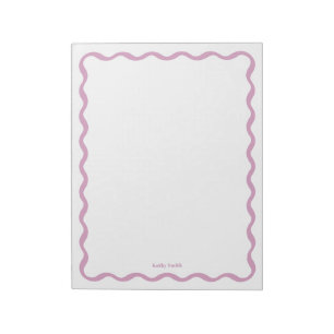 Retro Wavy Pink Simple Personalized Stationery Notepad