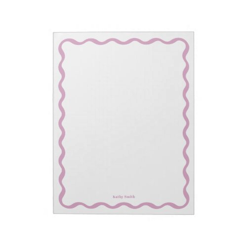Retro Wavy Pink Simple Personalized Stationery Notepad