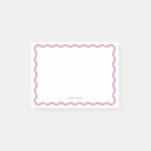 Retro Wavy Pink Simple Personalized Stationery Post_it Notes