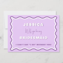 Retro Wavy Purple Photo Bridesmaid Proposal Card