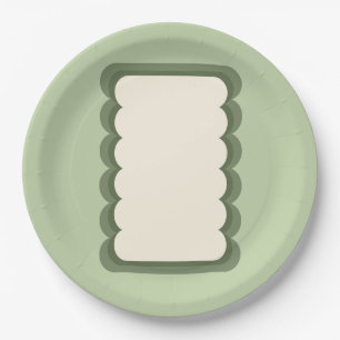 Retro Wavy Shape Pastel Green Paper Plates