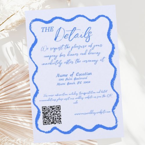 Retro Wavy Squiggle Handwritten Wedding Details Enclosure Card