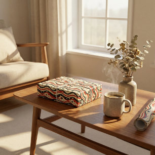 Retro Wavy Stripe Pattern with Stars and Circle Wrapping Paper