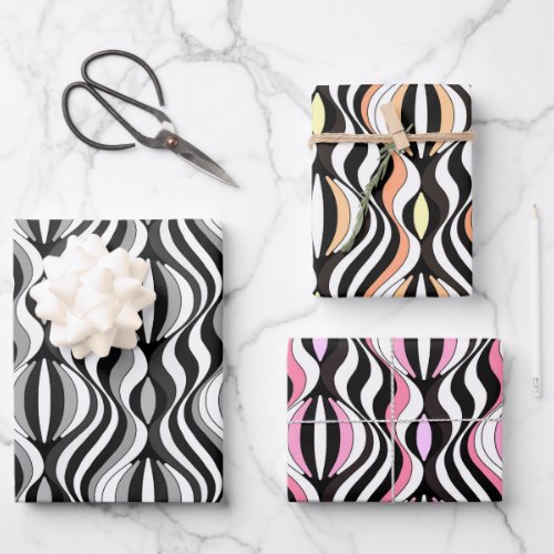 Retro Wavy Striped Wrapping Paper Sheets
