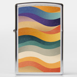 Retro Wavy Stripes Abstract Pattern Zippo Lighter