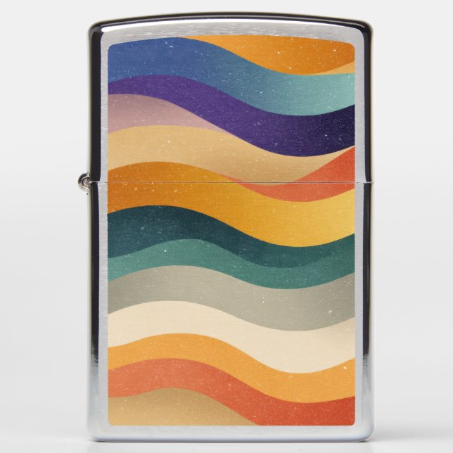 Retro Wavy Stripes Abstract Pattern Zippo Lighter (Front)