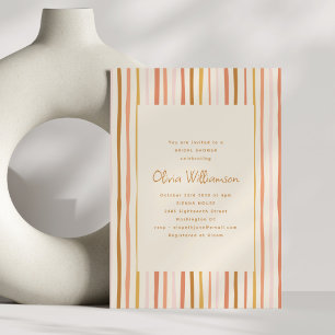 Retro Wavy Stripes Mustard Blush Bridal Shower Invitation