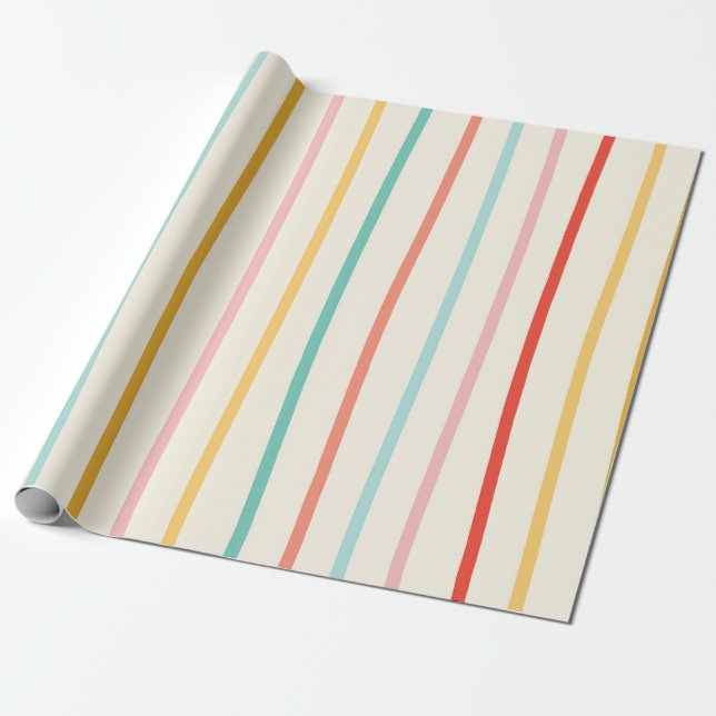 Retro Wavy Stripes Seamless Pattern Wrapping Paper (Unrolled)
