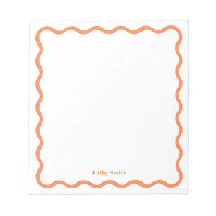 Retro Wavy Stylish Apricot Personalized Stationery Notepad