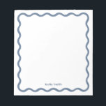 Retro Wavy Stylish Blue Personalized Stationery Notepad<br><div class="desc">A simple and stylish retro style wavy scallop border design with personalized notepad in dusty blue and white with a retro style serif font.</div>