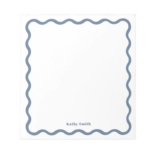 Retro Wavy Stylish Blue Personalized Stationery Notepad