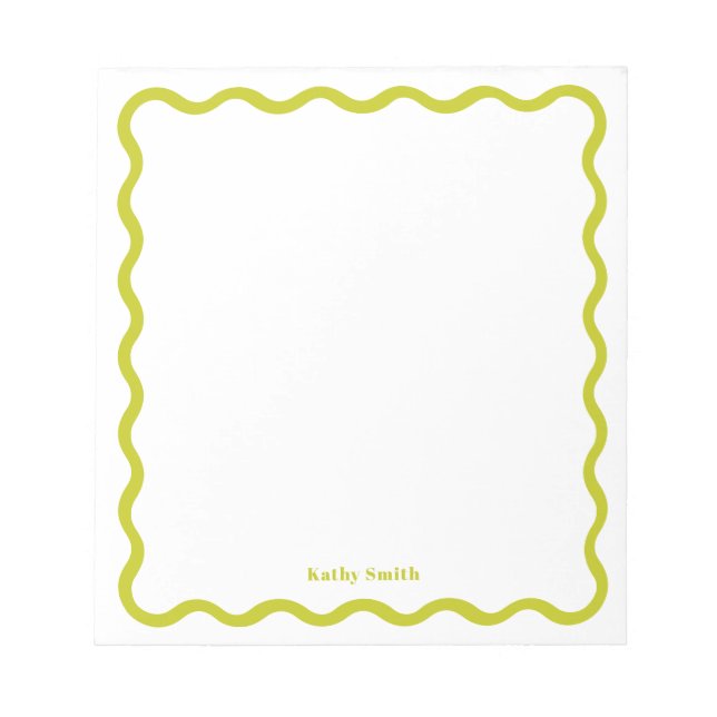 Retro Wavy Stylish Lime Personalized Stationery Notepad (Front)