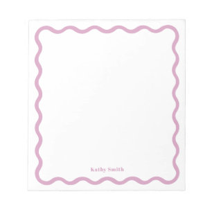 Retro Wavy Stylish Pink Personalized Stationery Notepad