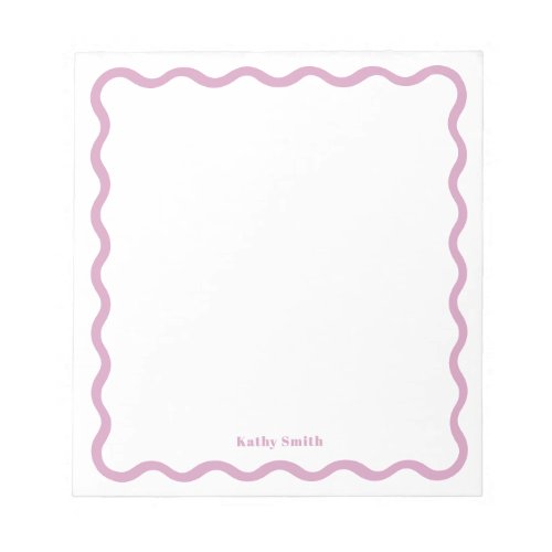 Retro Wavy Stylish Pink Personalized Stationery Notepad