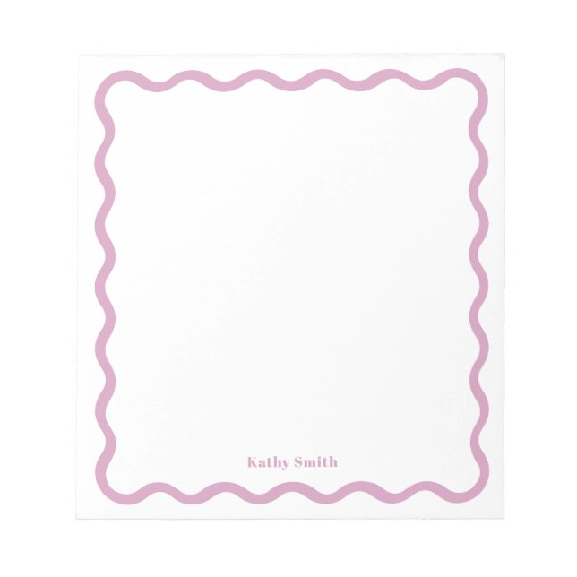 Retro Wavy Stylish Pink Personalized Stationery Notepad (Front)