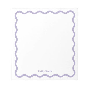 Retro Wavy Stylish Purple Personalized Stationery Notepad